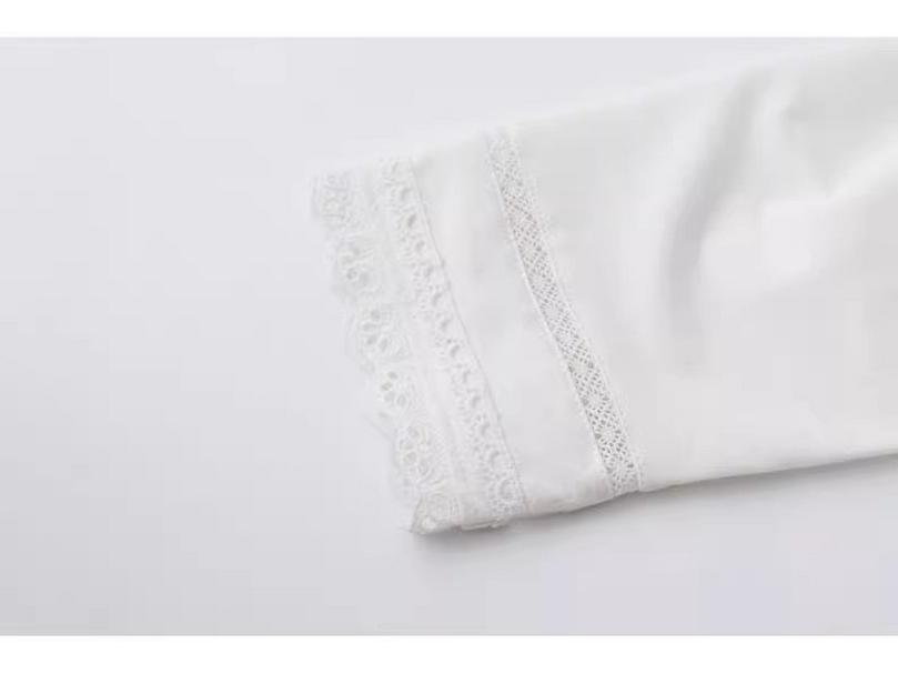 Korean Style Lace Trim Patchwork Cotton White T-Shirt