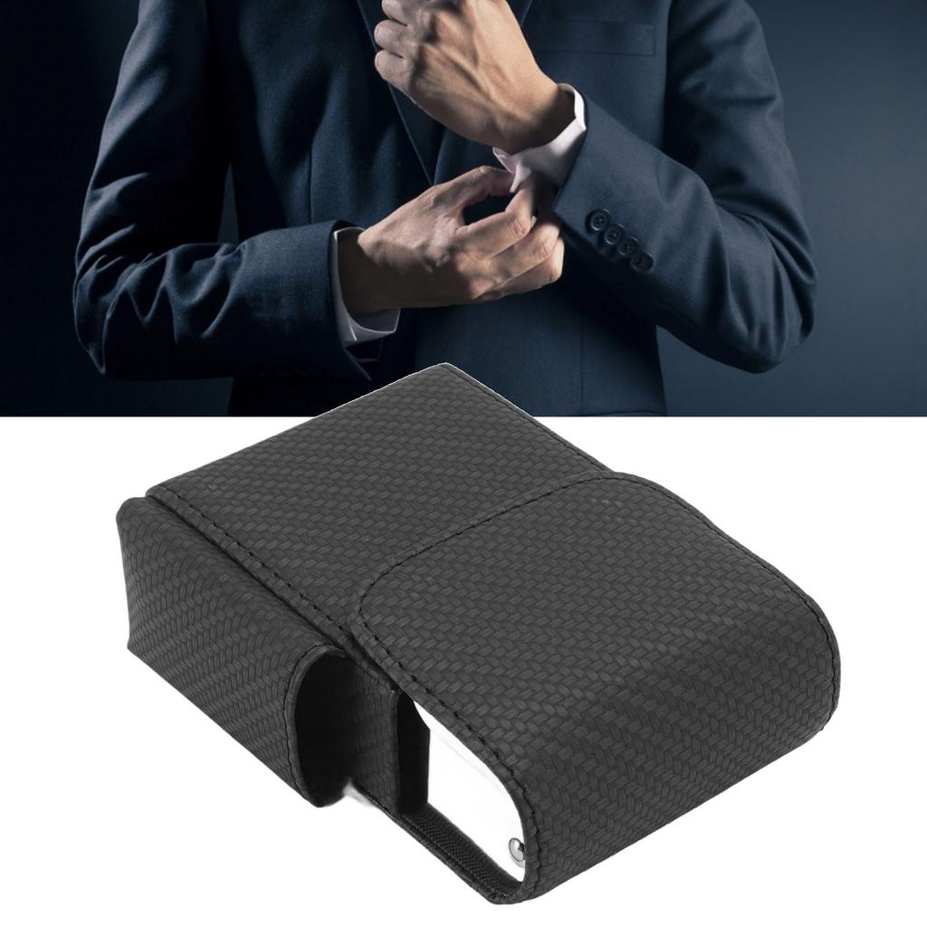 PU Leather Cigarette Box Woven Pattern Cigarette and Lighter Holder Multifunctional 20 Pieces Cigarette Case