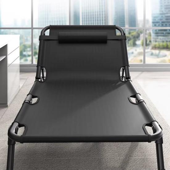 Kempingová skládací postel Nastavitelná 4-polohová pro dospělé Sklápěcí skládací lehátko s polštářem Venkovní lehátko Spací postel