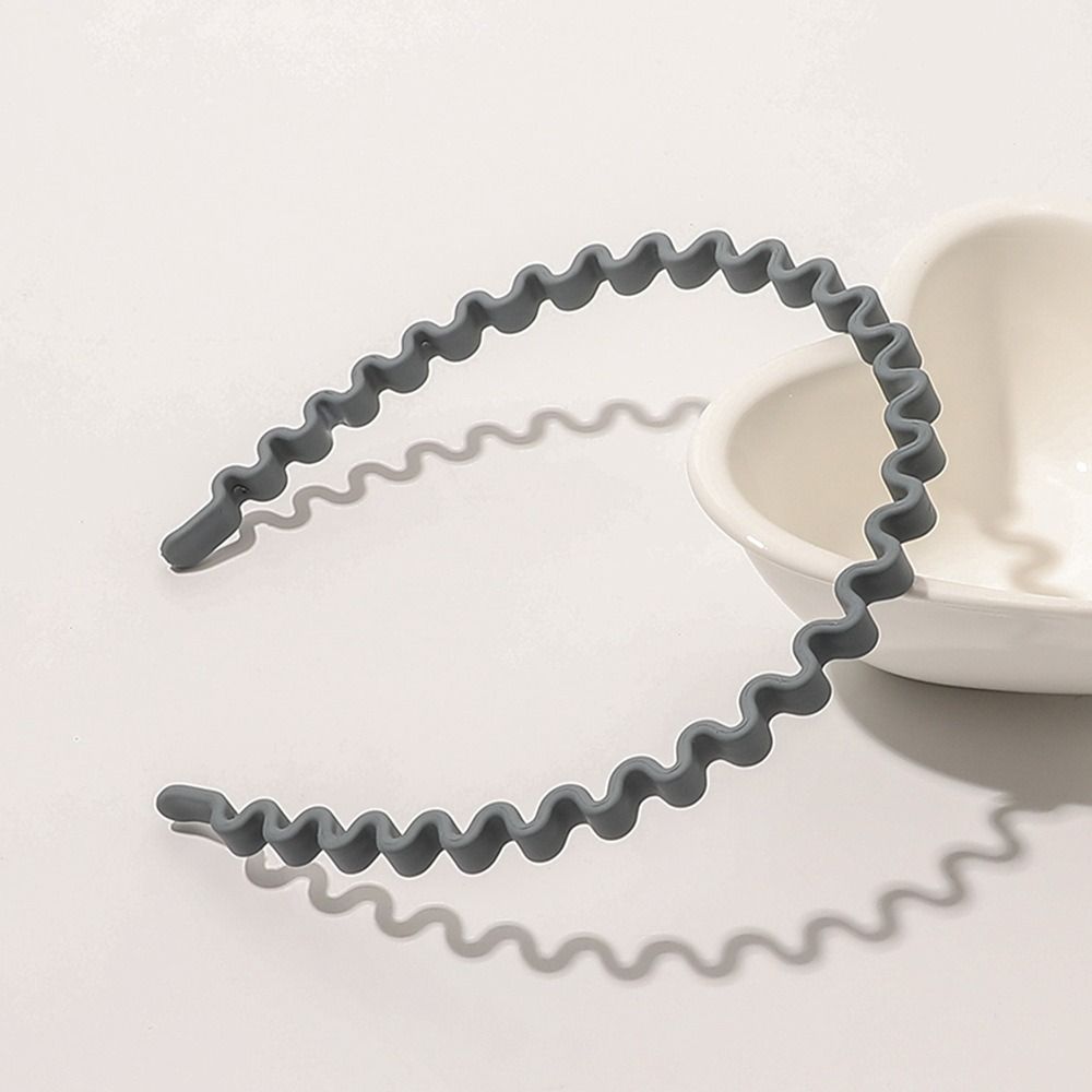 Solid Color Teeth Wave Hair Hoop Headdress Non-slip Hairband Teeth Matte Hair Hoop  Outdoor