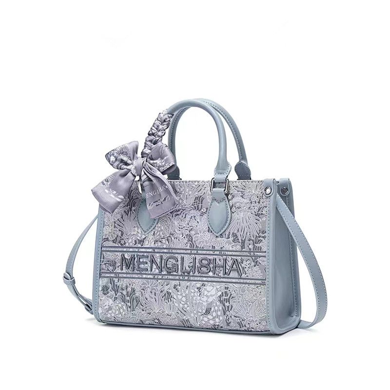 

Розовая сумка-тоут на плечо из парчи, похожей на цветы Gray large 25cm