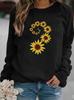Sunflower Print Women's Round Neck Hoodie