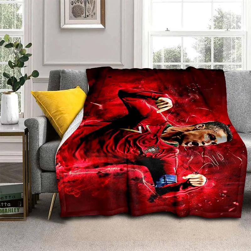 Pătură de flanel cu model Cristiano R-Ronaldo CR7, pătură multifuncțională pentru cadou de sărbători Pături calde și moi toate anotimpurile