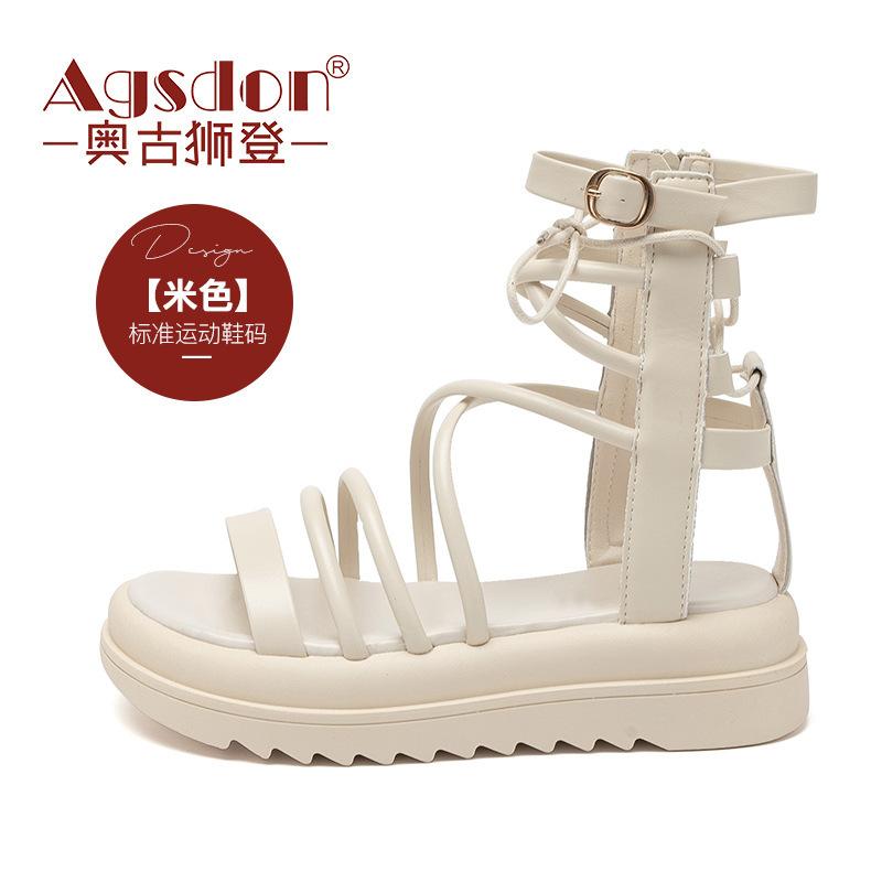 

Augustine Roman sandals women s summer 2025 new thick-soled one-word belt hollow high-top beach shoes ins 40