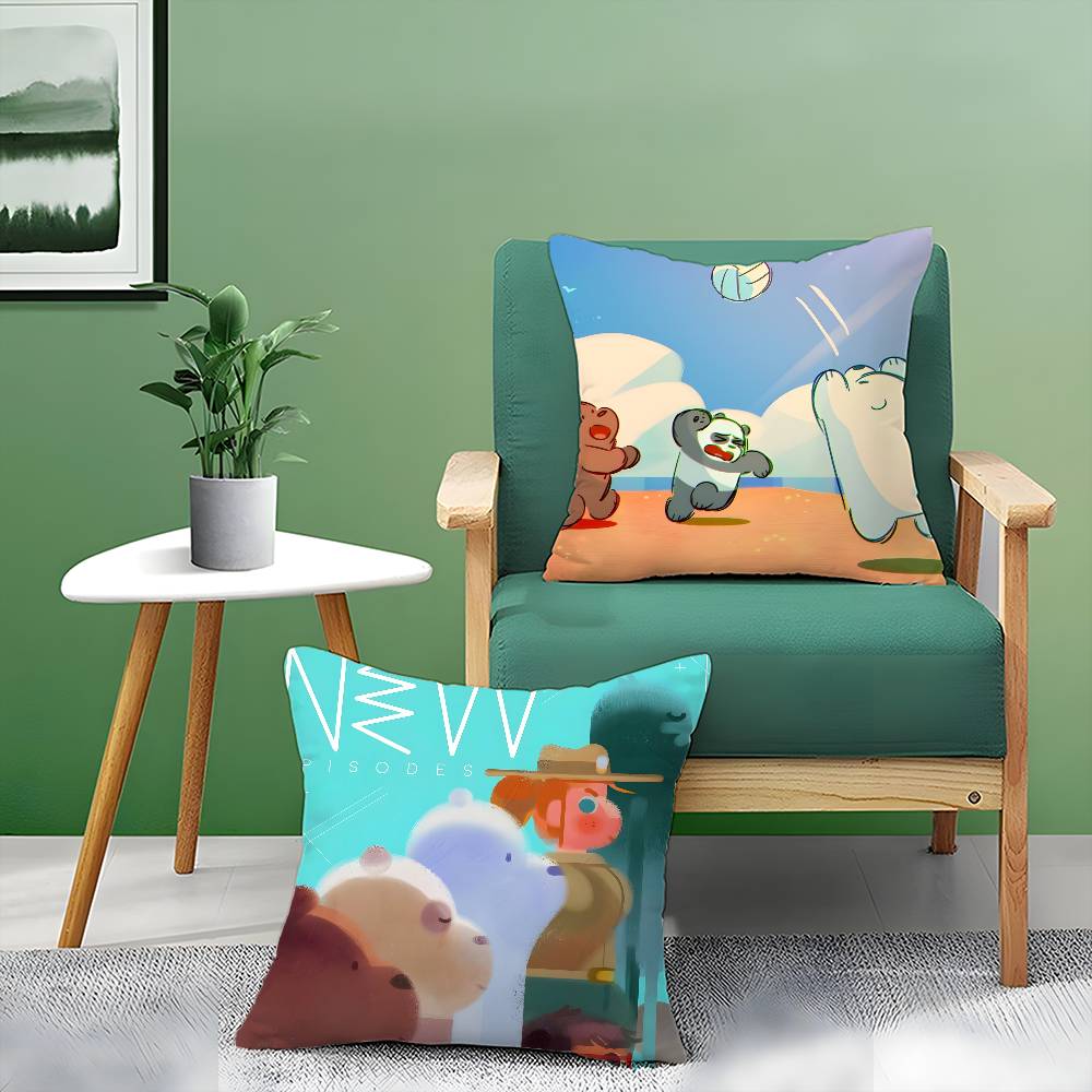 Cute Cartoon W-We Bare Bears-Children Pillow Case Comfort Sofa Bed Silky Elegant Invisible Zipper Decorative Cushion Cover