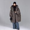 Womens Oversized Long Winter Puffer Coat With Hood 85-90% White Duck Down Extra Warm Thick Plus Size Up To 150kg