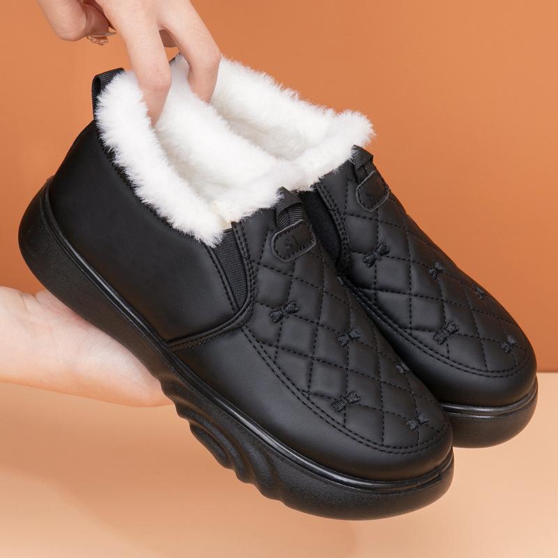 Baumwollschuhe Damen Winter Samt Doudou Schuhe wasserdicht und warm Mutter Baumwollstiefel verdickt rutschfest faule Baumwollschuhe