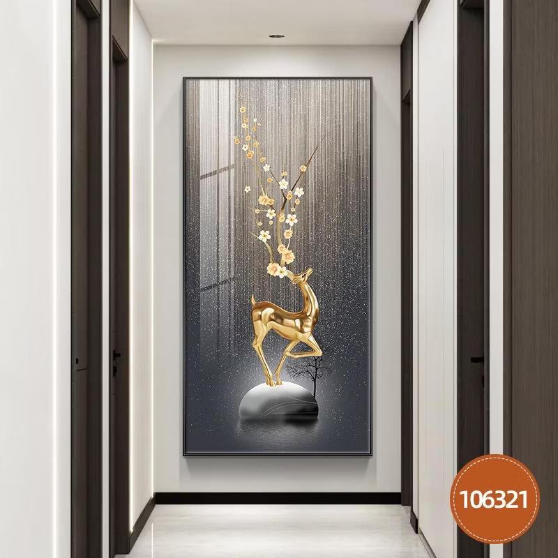 JINGRUIXIANG Благоприятный олень Текстурированное вертикальное холстовое искусство