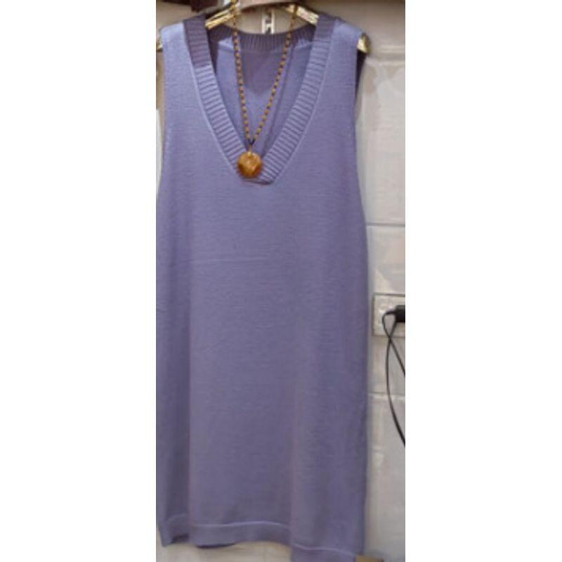 

V-collar Loose Medium-Long Waistcoat Skirt V Neck Loose Medium Length Jumper Dress Blue One size