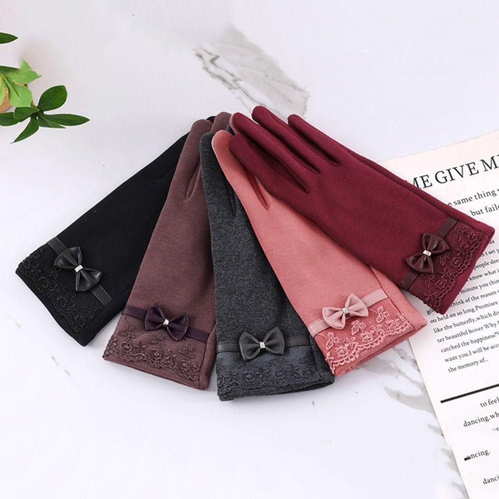 Thick Plush Women Gloves Touch Screen Furry Warm Mitts Durable Full Finger Mittens  Women