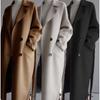 Women Loose Belted Long Woolen Overcoat Casual Commuter Winter Outerwear
