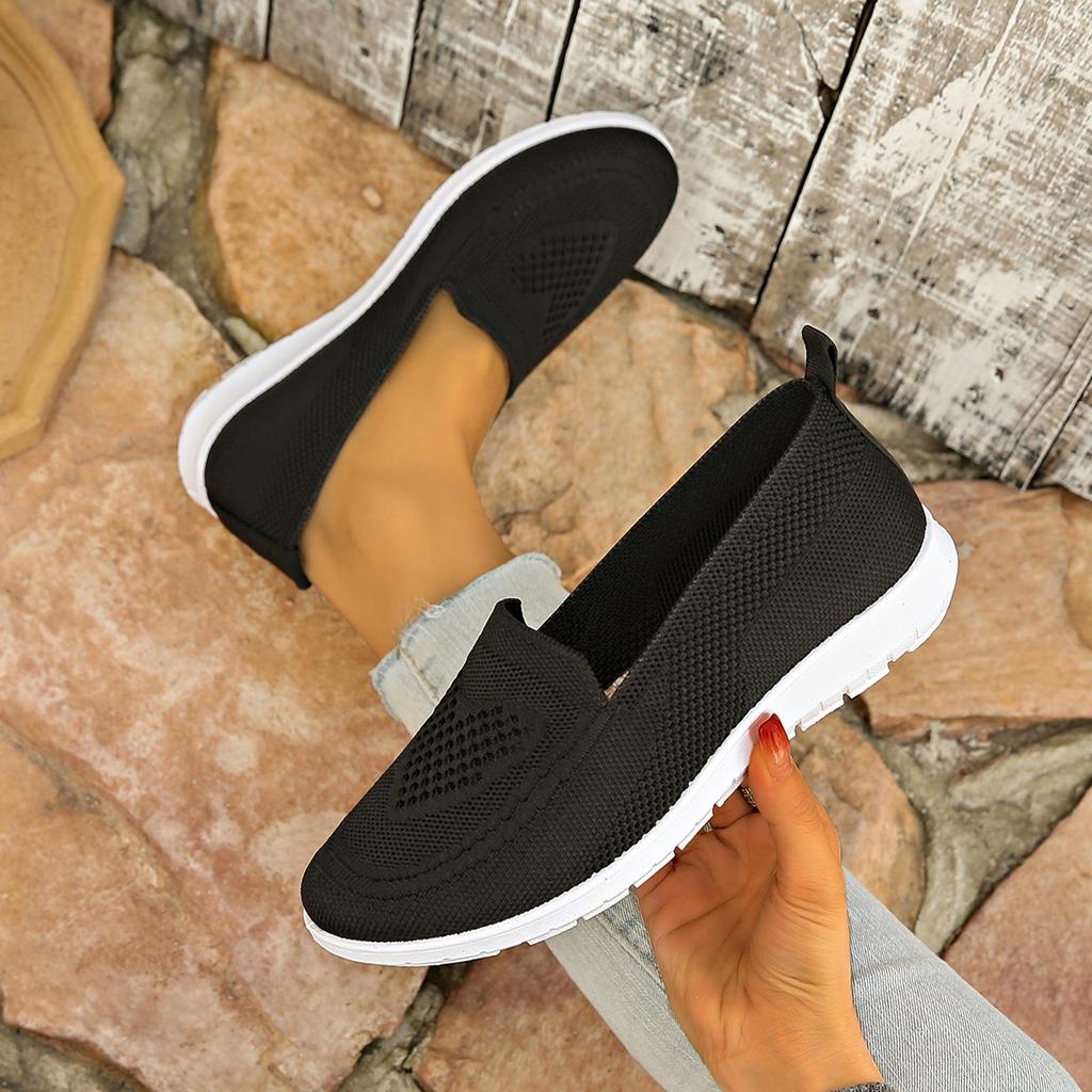 Frühling Sommer Neue Fliegenweberei Slip-On Schuhe Leichte Atmungsaktive Flache Loafer