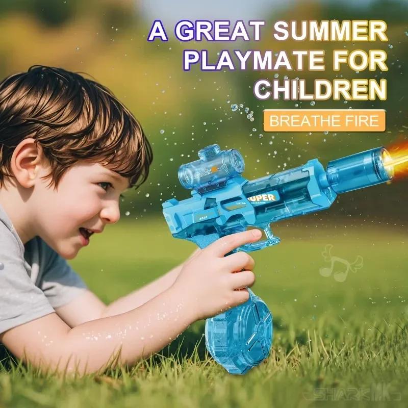 Non-Toxic Simulated Firing And Recoil Electric Water Gun Toys Children Automatic Sensor Lights Water Pistol Summer Outdoor Beach Kids Toy