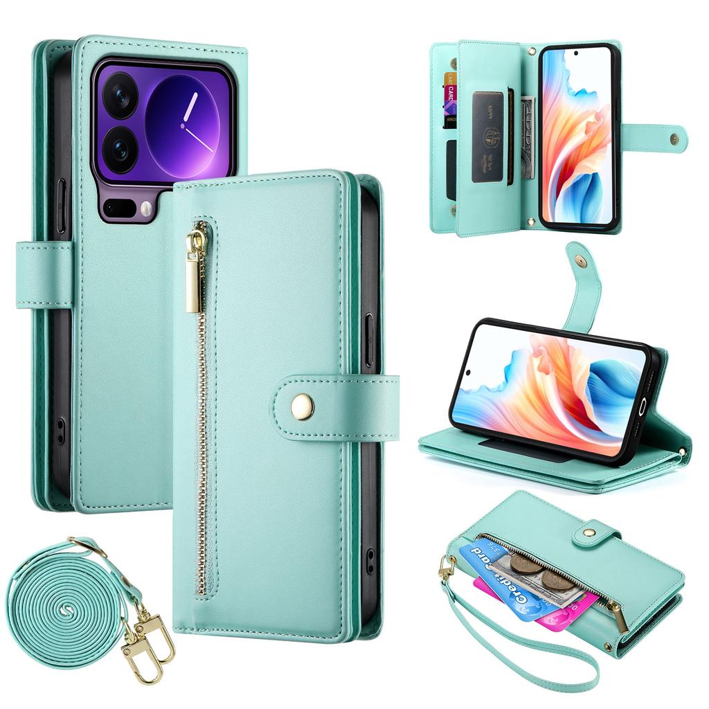 For Xiaomi 17 Pro Case Zipper Pocket Wallet Leather Phone Cover with Straps