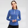 New Women'S T-Shirt Quick Drying Jacket Long Sleeved Yoga Sportswear Fitness Running Slim Fit Top Half Zip Hoodie