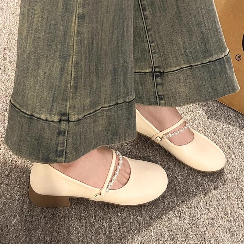 Late Evening Breeze Gentle Shoes Thick Heel Single Shoes Women's 2025 New Summer Mary Jane Shoes with Skirts Soft-soled Maternity Shoes