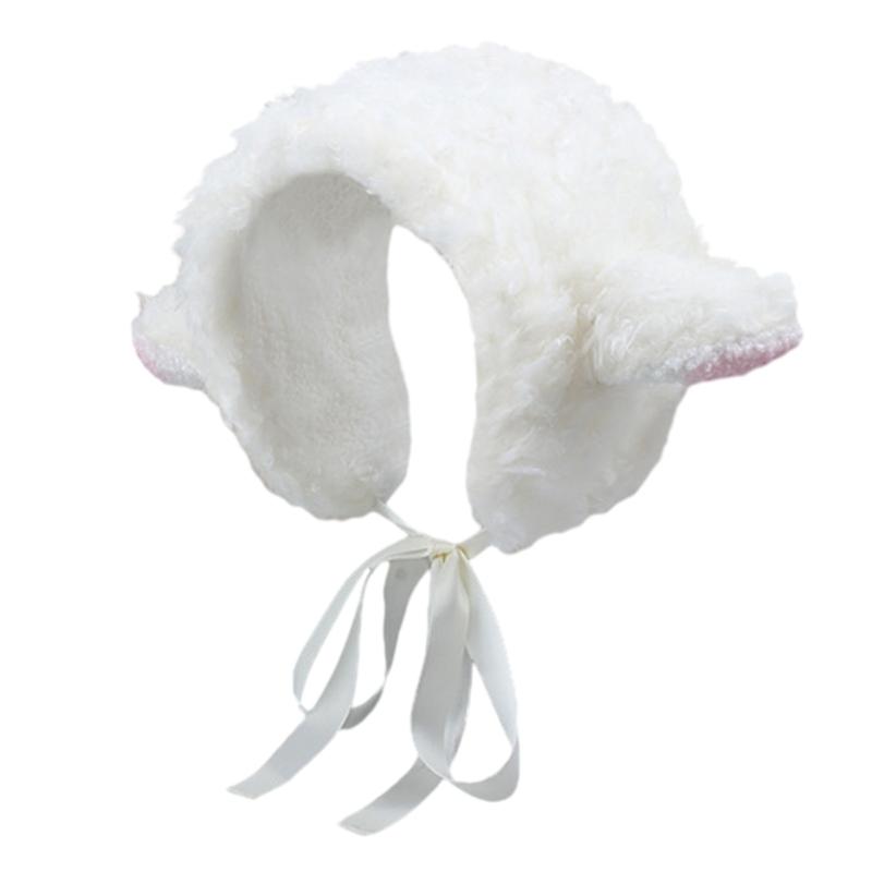 Cute Head Wrap Hair Bands for Ear Warmer Furry Lamb Ear Sheep Ear Plush Hat