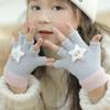 Plush Half Finger Cat Five Fingers Korean Mittens Star Kids Outdoor Gloves Children Winter Gloves