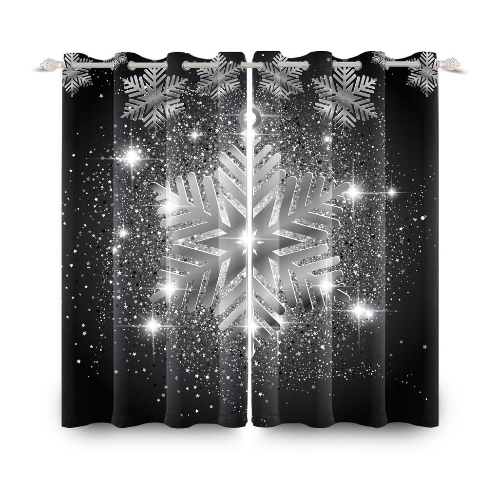 Merry Christmas Curtains Festival Home Interior Set Double Layer Windows Suitable Bedroom Light Blocking Made Of Polyester Decor Window Treatment
