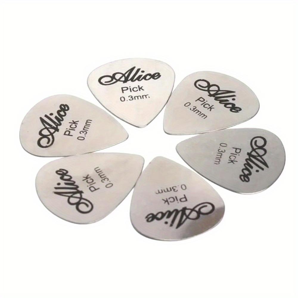 

6 Pcs Metal Guitar Pick 0.3mm Thin Durable Silver Color Professional Bass Ukelele Guitar Picks Guitar Amplifier Bass Guita