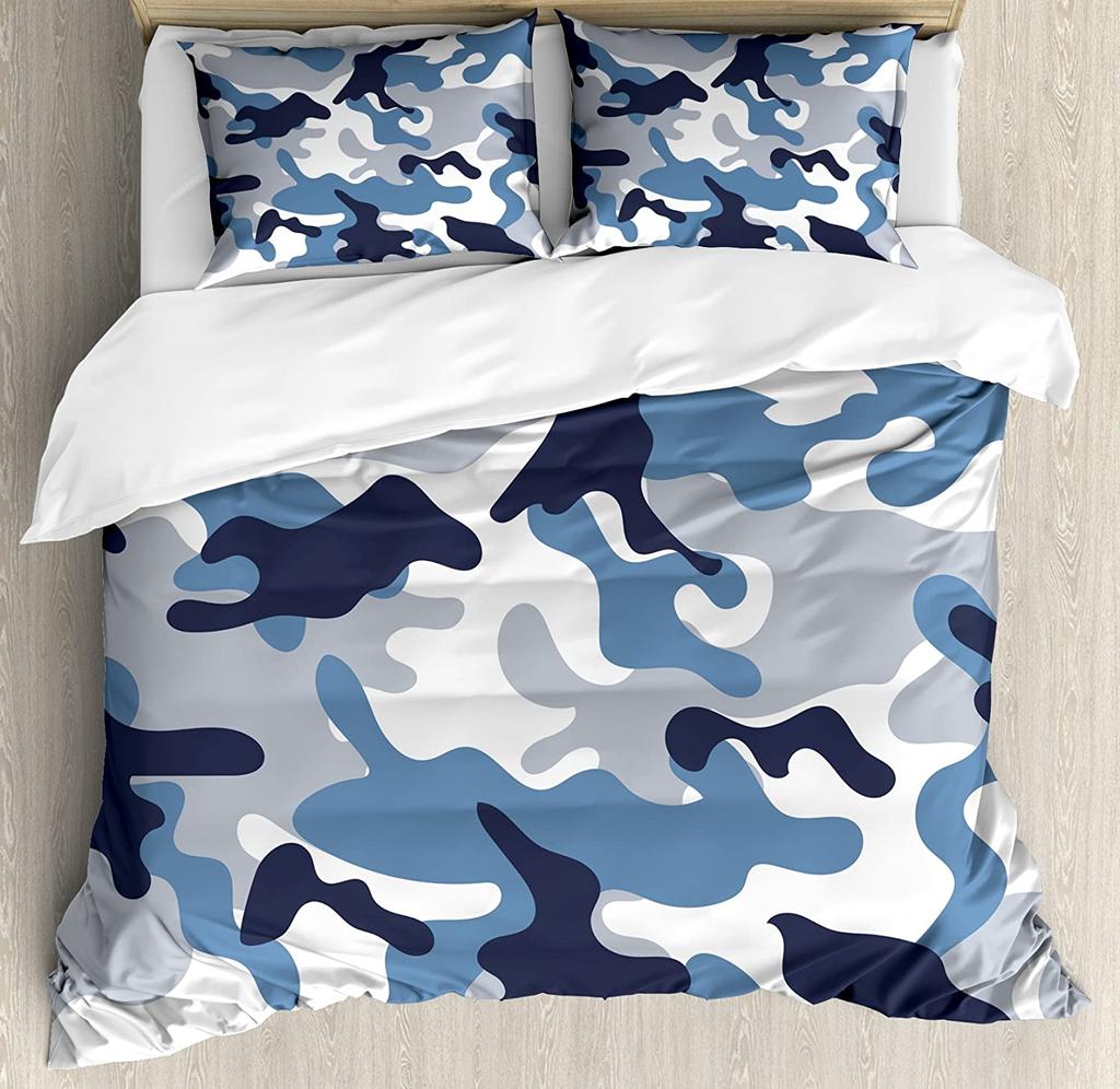Set Biancheria da Letto Animali Per Camera da Letto Letto Casa Teschio Mimetico Design Militare con Vari Copripiumino Rana Copripiumino Federa