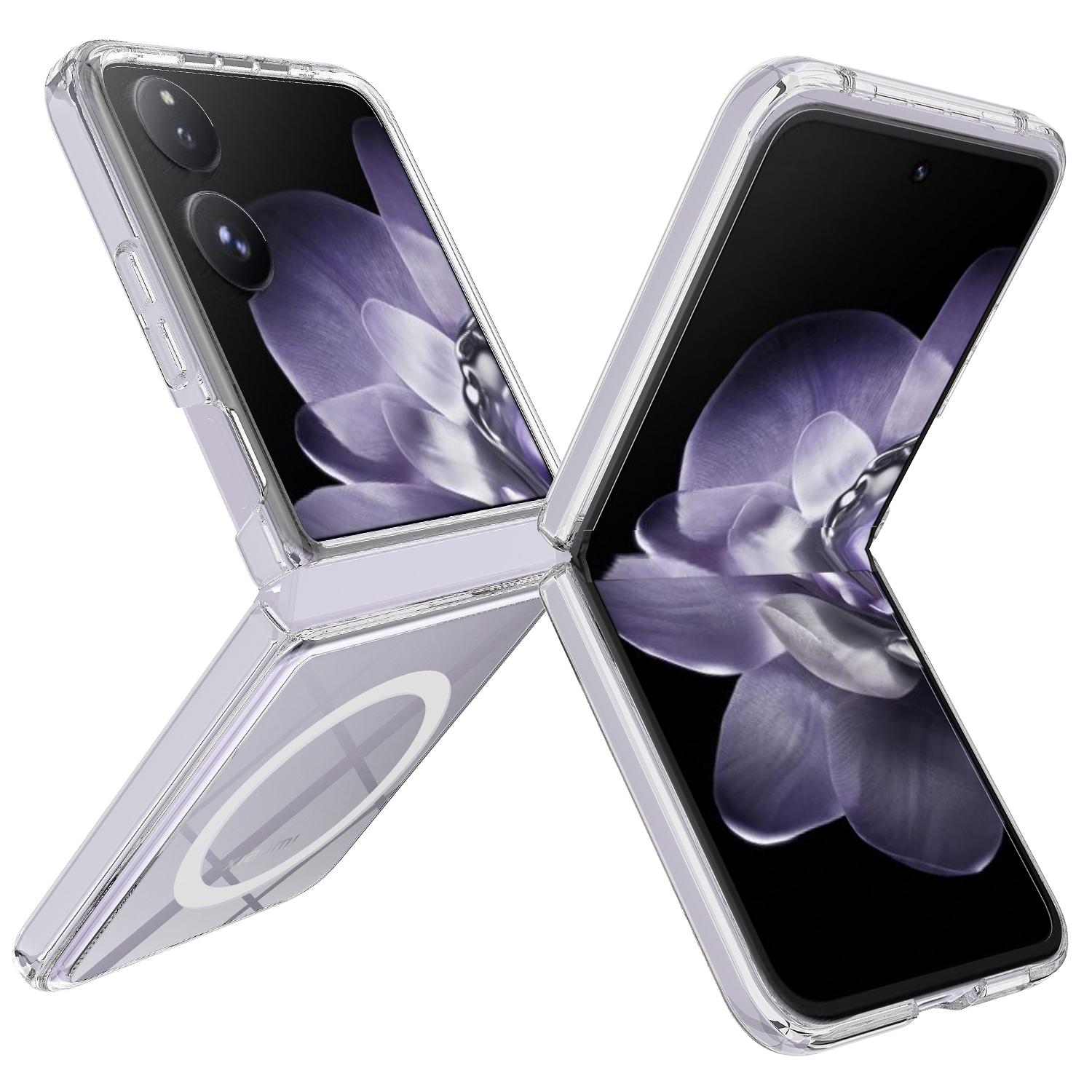 

For Xiaomi Mix Flip 5G Clear Case TPU+Acrylic Magnetic Phone Cover Compatible with MagSafe Style A