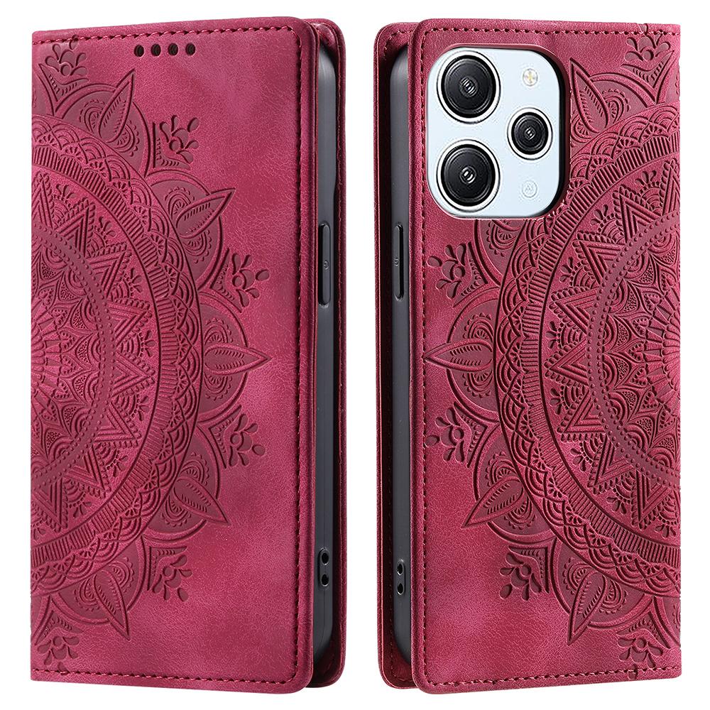 

For Xiaomi Redmi 12 5G (Global)/Redmi 12 4G/Poco M6 Pro 5G Case Magnetic Closing Leather Cell Phone Cover Rose