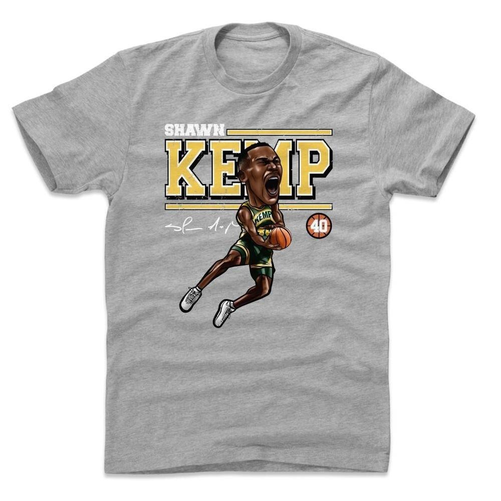Shawn Kemp Caricature T-shirt Grey Short Sleeve All Size JJ5364