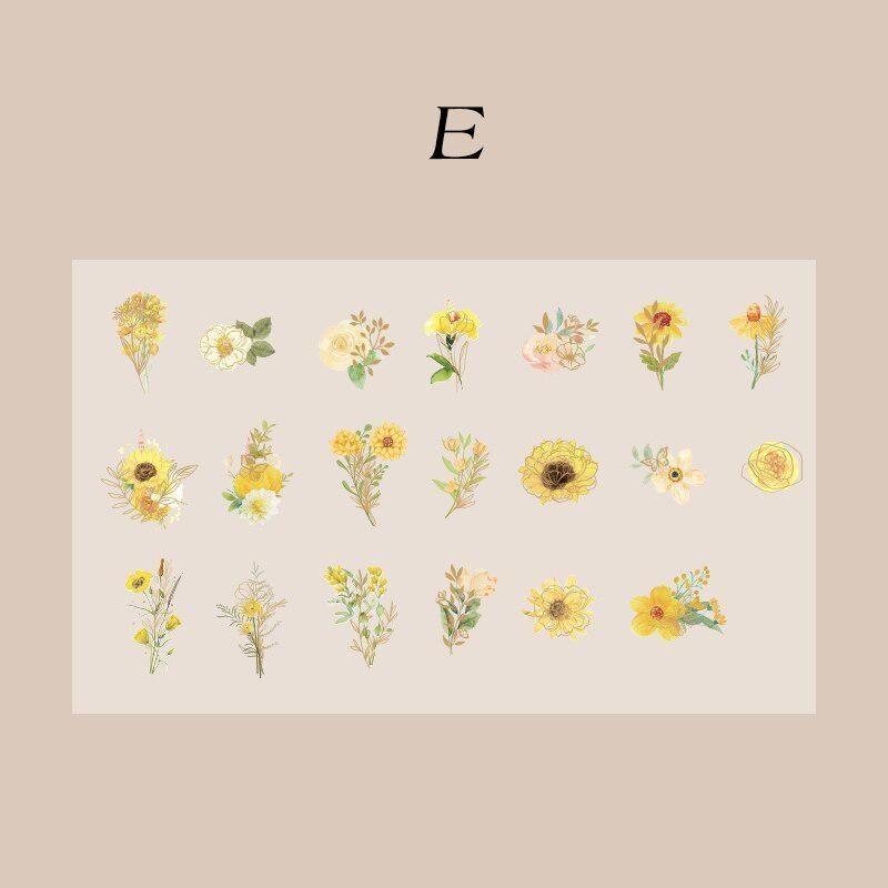 40Pcs/Bag Aesthetic Flower Stickers Pack Fresh Plant Hand Account DIY Material Decorative Stationery Stickers