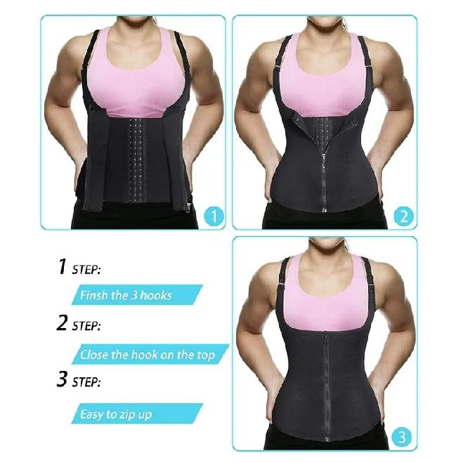 Waist Trainer Tank Top For Women Zipper Body Shaper Tummy Control Sleeveless Top, Women's Activewear Body Shaping Underwear