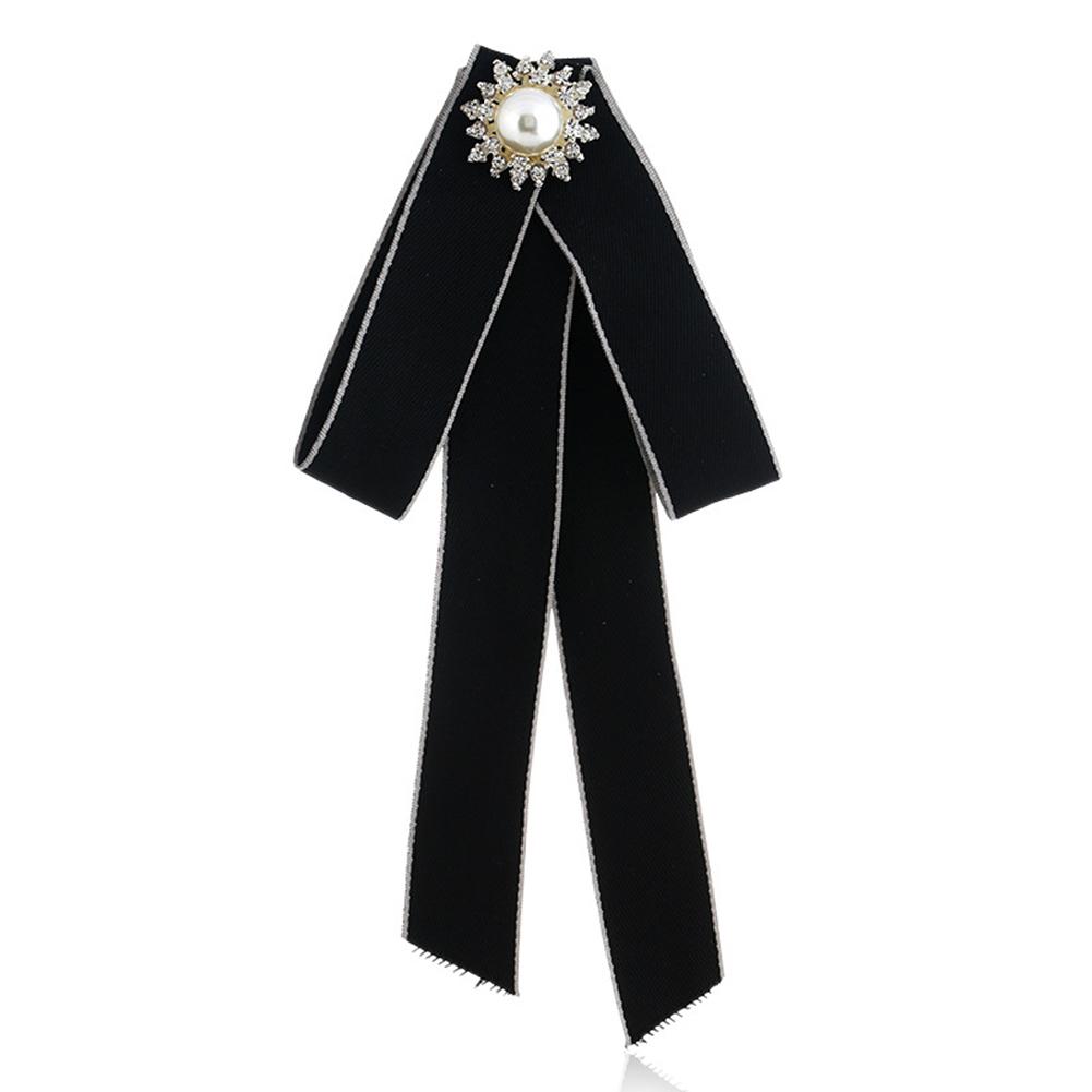 

Women Fashion Exquisite Bowknot Brooch Elegant Pearl Decoration Corsage black #1