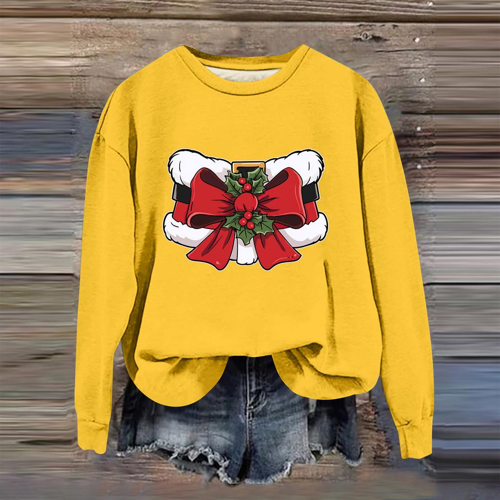 Women's Fashion Casual Long Sleeve Loose Christmas Printed Sweatshirt