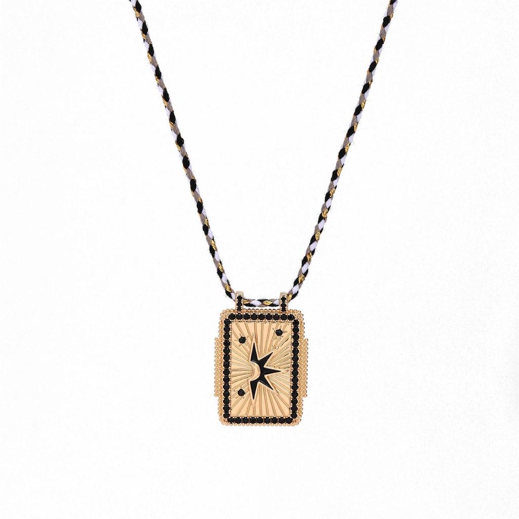 Literary And Retro Wind Tarot Card Dafang Brand Necklace Sun And Moon Octagram Love Planet Desert Necklace