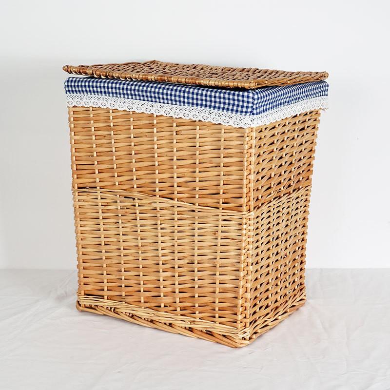 Woven Laundry Hamper With Lid Rectangular Storage Basket Bedroom Bathroom Modern Minimalist Home Organization