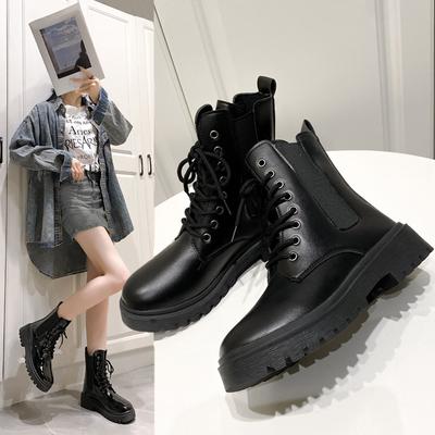 2024 Damen 2024 Herbst Neue Tooling Boots Damen Rutschfest Wasserdicht Schnürstiefeletten Studenten Lässig Dicker Absatz Ritterstiefel
