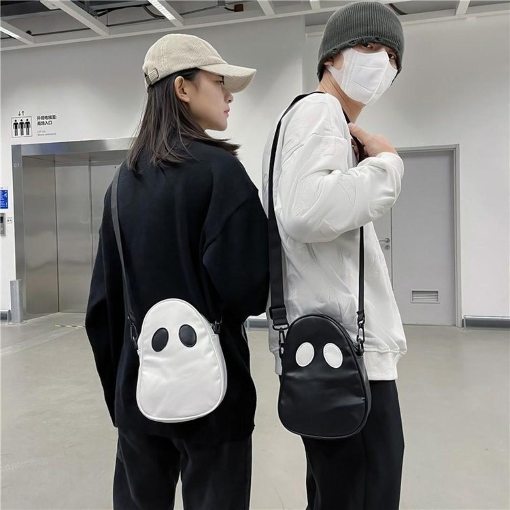 PU Leather Shoulder Bag Adjustable Strap Halloween Mini Bag Funny Ghost Crossbody Bag  Women's