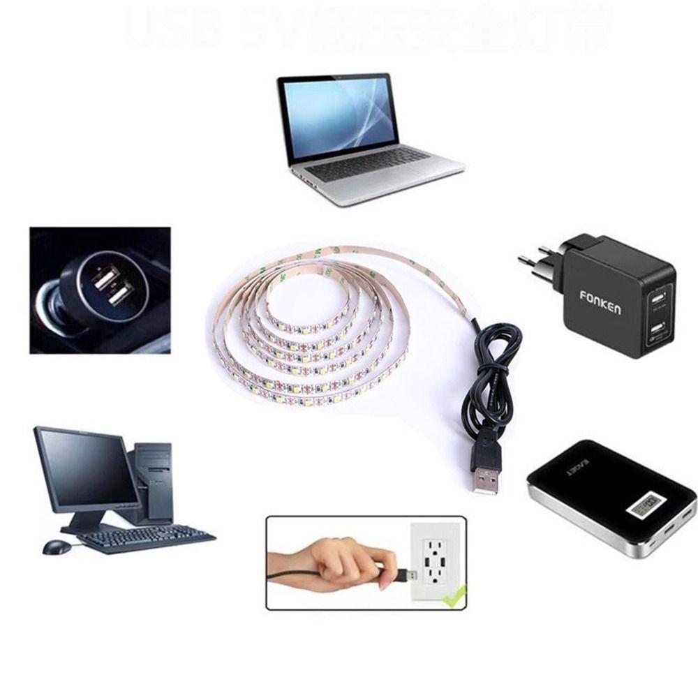 1Pcs Waterproof DC 5V LED String Light White Warm White 1-5m USB Strip Lamp Home Decor Lighting Tape SMD 2835 LED TV Background