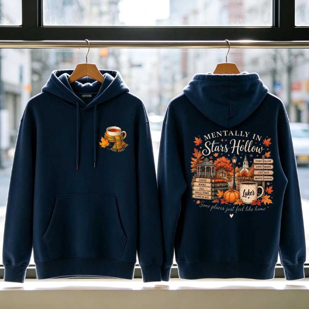 Lady Retro Star Open-Mouthed Hooded Sweatshirt Gilmore Girl Autumn/Winter Pavilion Luke Coffee TV Program Fan Aesthetic Double-Sided Print