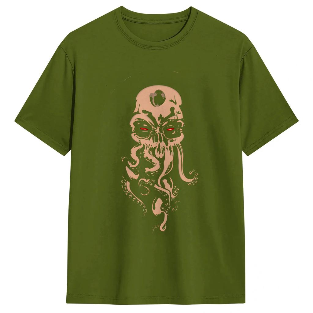 Unisex Japanese Cthulhu Sea Creature Artwork T Shirts Cotton Clothes Vintage Short Sleeve Round Collar Tee Shirt Summer TShirts