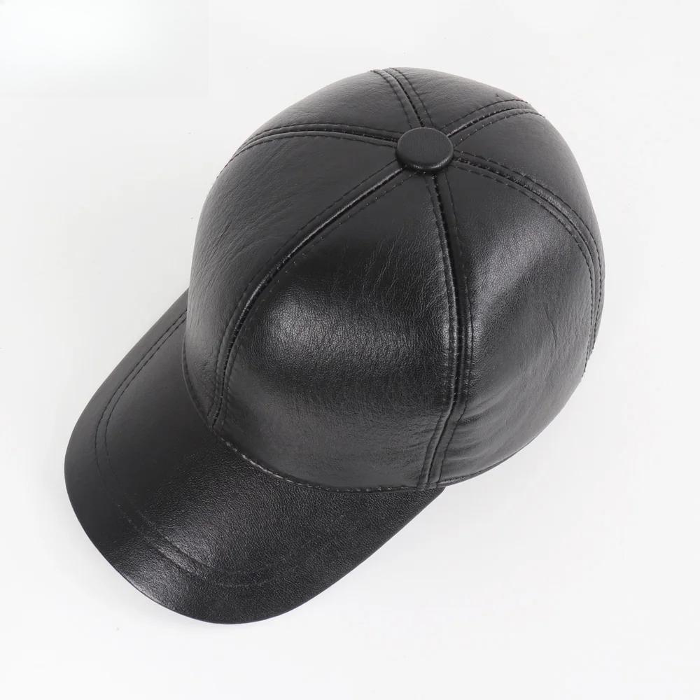 Men Real Sheepskin Leather Caps Male Casual Real Natural Sheep Skin Leather Baseball Hats New Fashion Fall Winter Leather Hat