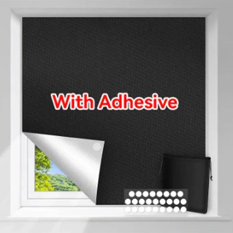 Cortina Opaca 100% Tela Bloqueadora de Luz Removible para Ventana DIY Privacidad Total para Ventanas Pegatina para Ventanas sin Perforación