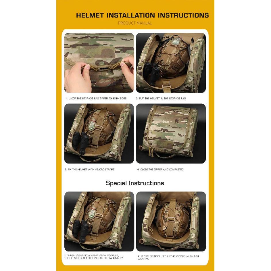 Tactical Helmet Bag Large Capacity Outdoor Hunting Airsoft FAST Helmet Storage Carrying Pouch Handheld Design Riding Helmet Gear