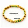 Casual Outfit Beaded Bracelet, Stainless Steel Tone Link Wrist Bangle with Green Yellow Rectangular Bead Inlays