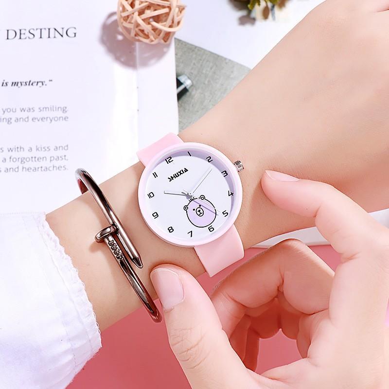 Children'S Watches For Students, Jelly Pink Quartz Watches For Junior High School Students, Starting With Silicone Straps