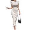 Korean Chic Summer Elegant Slim-Fit Mid-Length Knit Dress for Women