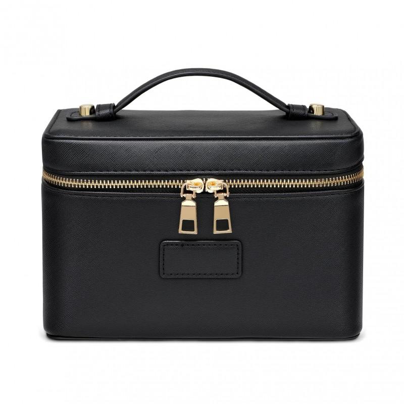 PU Makeup Bag Women Waterproof Durable Storage Organizer With Stitched Seam Square Design