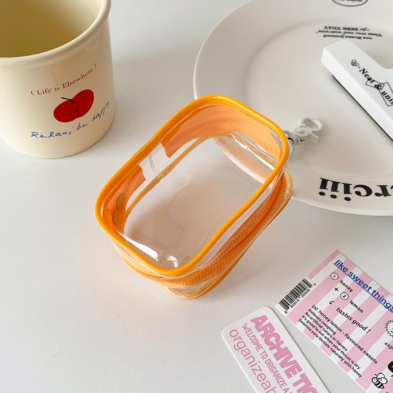 Transparent Pvc Plush Dolls Storage Pouch Square Earphone Organizer Purse With Keychain Anime Cartoon Toy Display Protector Case