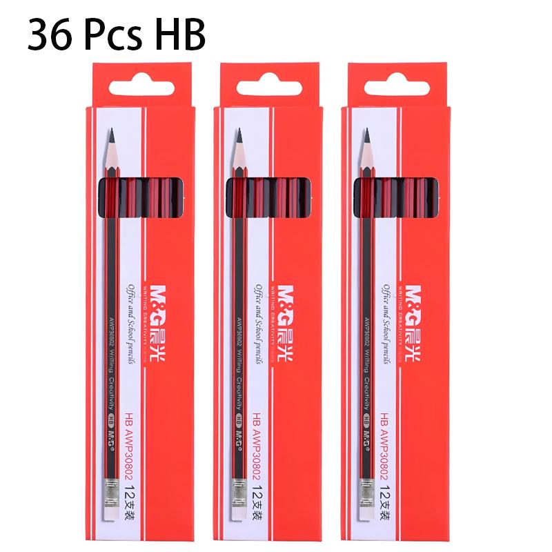 M&G 12/36/60 Pcs HB Wooden Pencil Graphite Lead Core For Office School Student Writing Drawing Sketch Stationery Supplies Gift