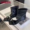 Fashion Open Toe Footwear Thin Heels Modern Women Ankle Booties Shoes Fashion Zippers Female Heeled Sandals Boots Shoes For Ladies Black
