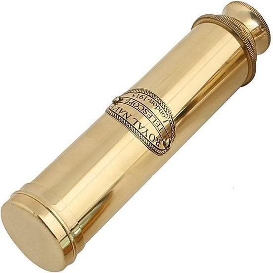 Royal Navy 12 Inch Handheld Collapsible Brass Telescope - Marine Spyglass Monocular